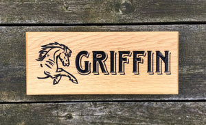 Griffin Horse Running Engraved Stable Sign