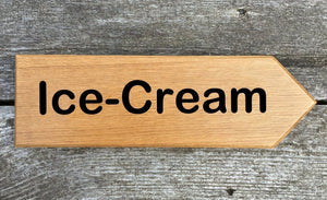 Ice Cream Arial Rounded Font Directional Sign pointing towards the right