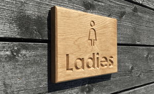 Bathroom, Toilet, Restroom Solid Oak Signs