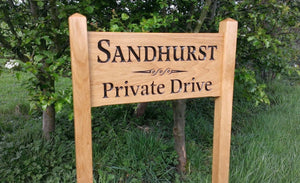 Medium Ladder Sign engraved with sandhurt private drive and a scroll