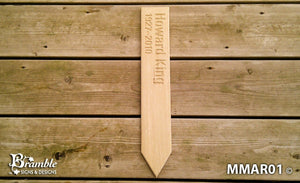 Memorial & Commemorative Plaques - Marker Stake - 110 x 650mm - Bramble Signs Engraved Wall Mounted & Freestanding Oak House Signs, Plaques, Nameplates and Wooden Gifts