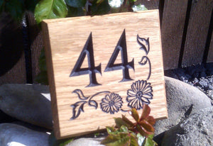 Number Sign - Square - 150 x 150mm - Bramble Signs Engraved Wall Mounted & Freestanding Oak House Signs, Plaques, Nameplates and Wooden Gifts