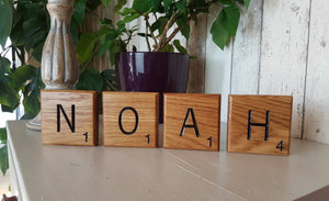 Giant Novelty Solid Oak Scrabble Letters Wall Art - Bramble Signs Engraved Wall Mounted & Freestanding Oak House Signs, Plaques, Nameplates and Wooden Gifts