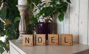 Giant Novelty Solid Oak Scrabble Letters Wall Art - Bramble Signs Engraved Wall Mounted & Freestanding Oak House Signs, Plaques, Nameplates and Wooden Gifts