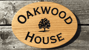Oak wood house sign with Oak Tree design