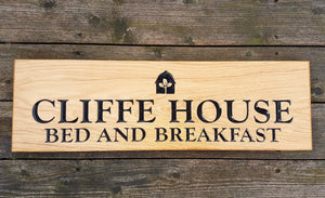 House Sign - Extra Extra Large - 720 x 220mm - Bramble Signs Engraved Wall Mounted & Freestanding Oak House Signs, Plaques, Nameplates and Wooden Gifts FONT: GOUDYOLD