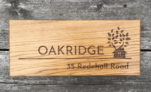 500x150mm OAKRIDGE Long Wide Solid Oak Wooden House sign for farms, mansions and Manors