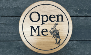Open Me Rabbit Circular Sign With Border 300 x 300mm