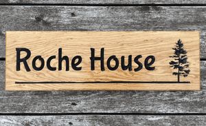 Roche house Underlined and Tree engraved into solid oak