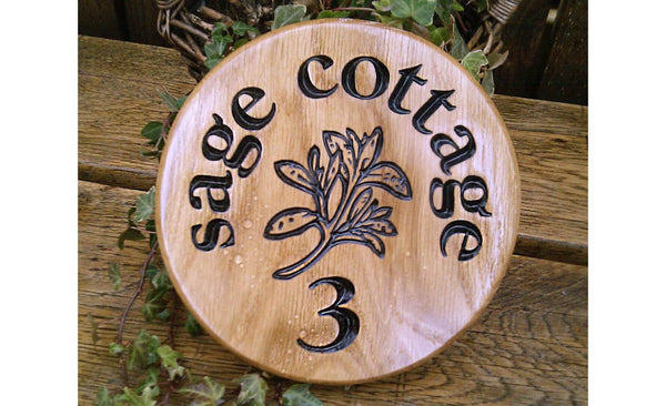Custom Oak Round House Sign 200mm