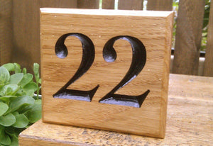 Number Sign - Square - 150 x 150mm - Bramble Signs Engraved Wall Mounted & Freestanding Oak House Signs, Plaques, Nameplates and Wooden Gifts