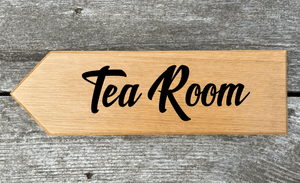 Tea Room Sign in New Shine Font pointing Left