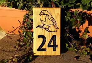 Number Sign - Extra Small - 190 x 110mm - Bramble Signs Engraved Wall Mounted & Freestanding Oak House Signs, Plaques, Nameplates and Wooden Gifts