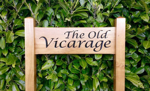 Ladder Sign - Large - 720 x 220mm - Posts 70 x 70 x 1520mm - Bramble Signs Engraved Wall Mounted & Freestanding Oak House Signs, Plaques, Nameplates and Wooden Gifts