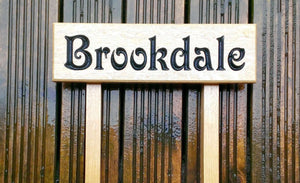 Ladder Sign - Extra Small - 380 x 110mm - Posts 28 x 28 x 450mm - Bramble Signs Engraved Wall Mounted & Freestanding Oak House Signs, Plaques, Nameplates and Wooden Gifts FONT: VICTORIAN