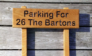Ladder Sign - Extra Small - 380 x 110mm - Posts 28 x 28 x 450mm - Bramble Signs Engraved Wall Mounted & Freestanding Oak House Signs, Plaques, Nameplates and Wooden Gifts FONT: ARIAL