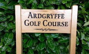 medium ladder sign engraved with the details ardgryffe golg course and scroll