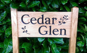 Medium Ladder Sign engraved with cedar glen and ivy spriggs