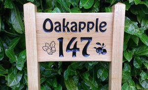 Ladder Sign - Small - 380 x 220mm - Posts 45 x 45 x 915mm - Bramble Signs Engraved Wall Mounted & Freestanding Oak House Signs, Plaques, Nameplates and Wooden Gifts FONT: VICTORIAN