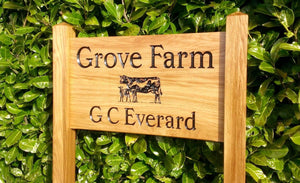 Ladder Sign - Extra Large - 720 x 400mm - Posts 70 x 70 x 1520mm - Bramble Signs Engraved Wall Mounted & Freestanding Oak House Signs, Plaques, Nameplates and Wooden Gifts