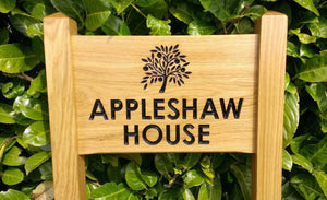 Ladder Sign - Small - 380 x 220mm - Posts 45 x 45 x 915mm - Bramble Signs Engraved Wall Mounted & Freestanding Oak House Signs, Plaques, Nameplates and Wooden Gifts FONT: ARIAL