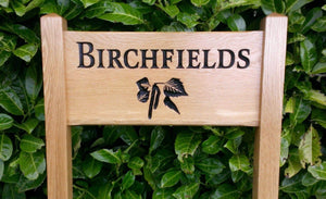 Medium ladder sign birchfields and a birch leaf