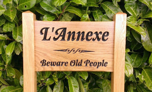 Ladder Sign - Small - 380 x 220mm - Posts 45 x 45 x 915mm - Bramble Signs Engraved Wall Mounted & Freestanding Oak House Signs, Plaques, Nameplates and Wooden Gifts FONT: LATIENNE ITALIC