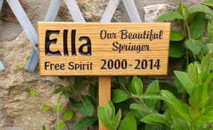 Memorial & Commemorative Plaques - Plaque with Stake - 265 x 110mm - Bramble Signs Engraved Wall Mounted & Freestanding Oak House Signs, Plaques, Nameplates and Wooden Gifts