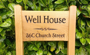 Ladder Sign - Small - 380 x 220mm - Posts 45 x 45 x 915mm - Bramble Signs Engraved Wall Mounted & Freestanding Oak House Signs, Plaques, Nameplates and Wooden Gifts