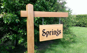 Gallows Bracket and Large Double Sided Sign - Bramble Signs Engraved Wall Mounted & Freestanding Oak House Signs, Plaques, Nameplates and Wooden Gifts
