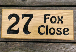Number Sign - Small - 265 x 110mm - Bramble Signs Engraved Wall Mounted & Freestanding Oak House Signs, Plaques, Nameplates and Wooden Gifts