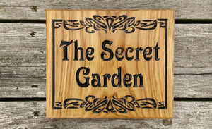 Square House Plaque engraved with the street garden and a scroll boarder FONT: VICTORIAN