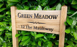 Medium Ladder Signnamed green meadow and scoll engraving