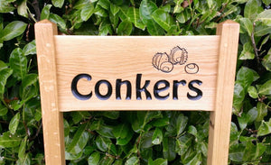 Medium Ladder Sign the conkers and chestnuts engraved on it