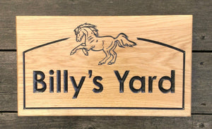 Stable Sign - Large - 380 x 220mm - Bramble Signs Engraved Wall Mounted & Freestanding Oak House Signs, Plaques, Nameplates and Wooden Gifts