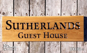 House Sign - Extra Extra Large - 720 x 220mm - Bramble Signs Engraved Wall Mounted & Freestanding Oak House Signs, Plaques, Nameplates and Wooden Gifts FONT: LATIENNE
