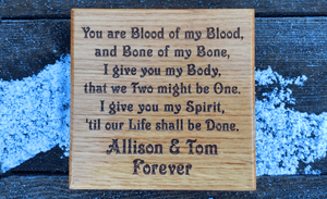 Love Poem Laser Engraved On Small Square Wooden House Plaque FONT: VICTORIAN
