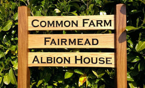Ladder Sign - Multi-Rung - 720 x 110mm - Posts 70 x 70 x 1520mm - Bramble Signs Engraved Wall Mounted & Freestanding Oak House Signs, Plaques, Nameplates and Wooden Gifts
