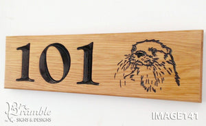 Number Sign - Long Thin - 380 x 110mm - Bramble Signs Engraved Wall Mounted & Freestanding Oak House Signs, Plaques, Nameplates and Wooden Gifts
